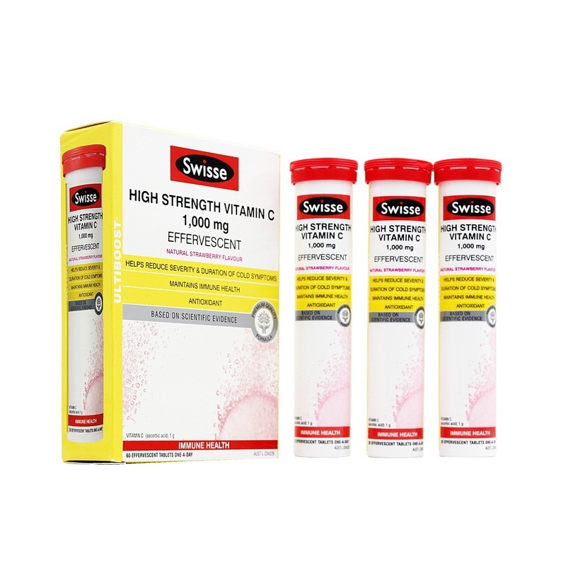 3件装【澳大利亚】swisse 维生素c浓缩泡腾片 60片(香港直邮)