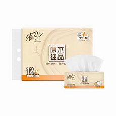 清风原木纯品4层100抽12包抽取式面巾纸