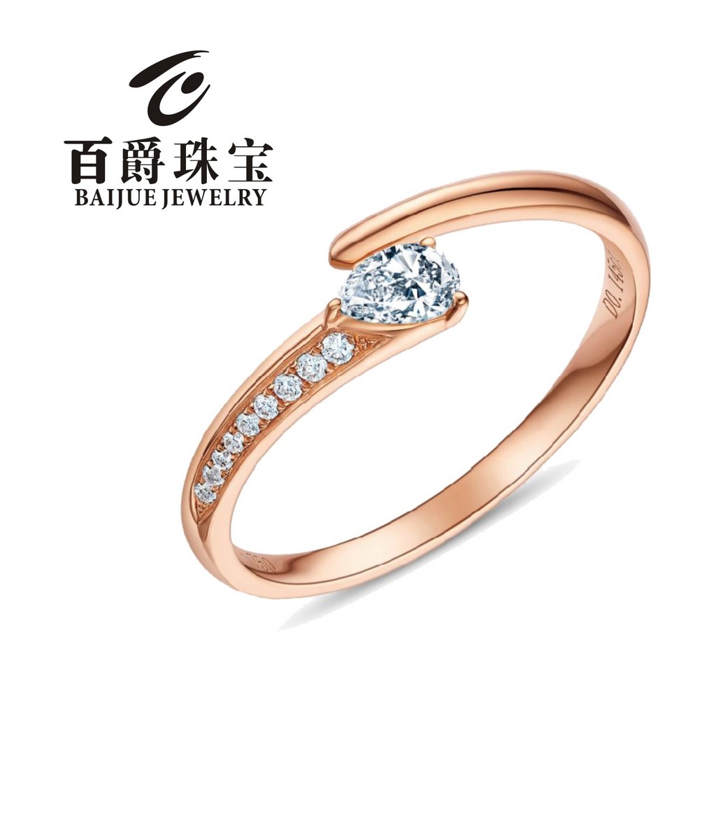 百爵18k金镶嵌异形钻石戒指