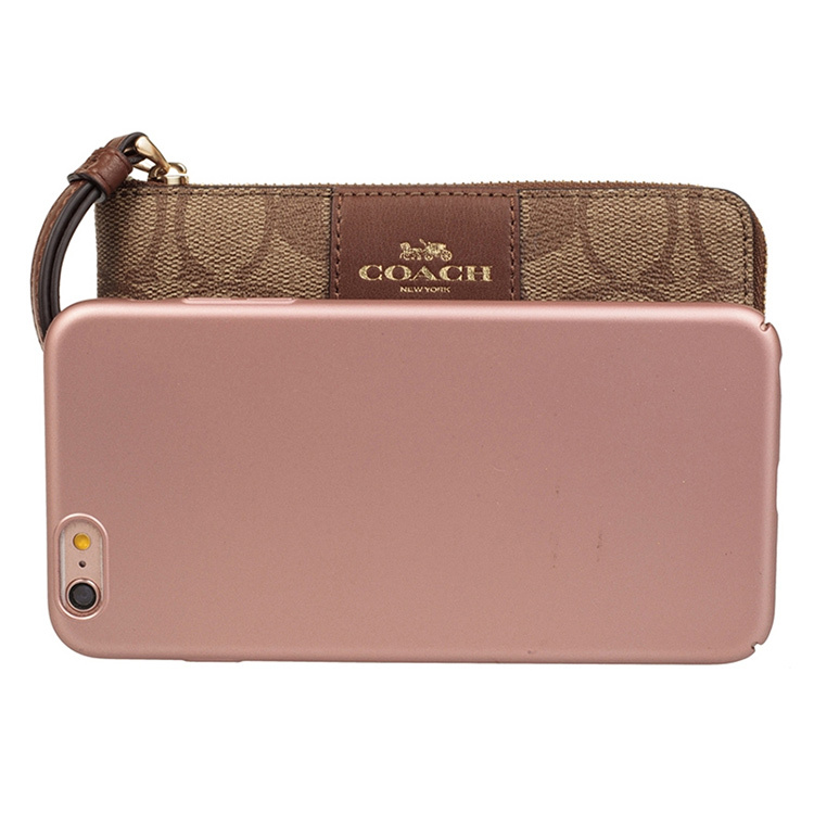 coach 蔻驰 女士短款手拿零钱包 f58035ime74 卡其配棕色