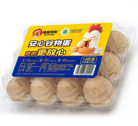 绿城双松安心谷物鲜鸡蛋12枚/盒