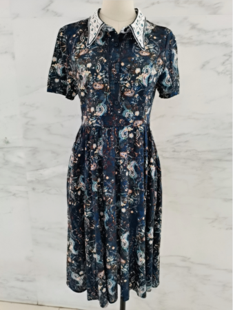 素言 衬衫领碎花连衣裙