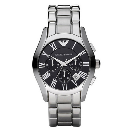 阿玛尼(armani)时尚休闲钢带黑盘计时防水男款石英表ar0673 香港直邮