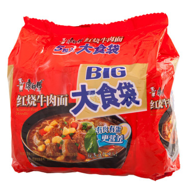 康师傅大食袋红烧牛肉面五包入145g*5__康师傅