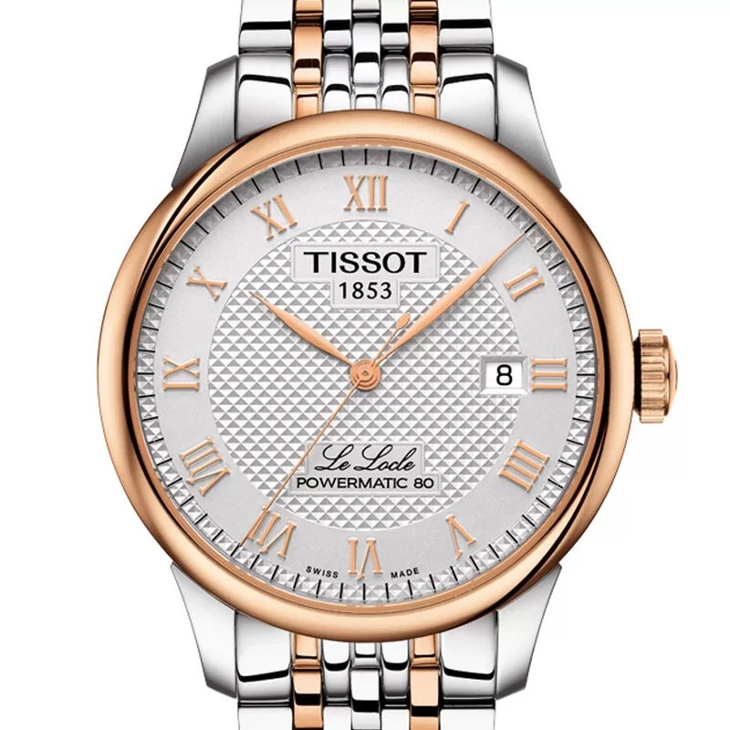 tissot天梭力洛克间金钢带80机芯男表