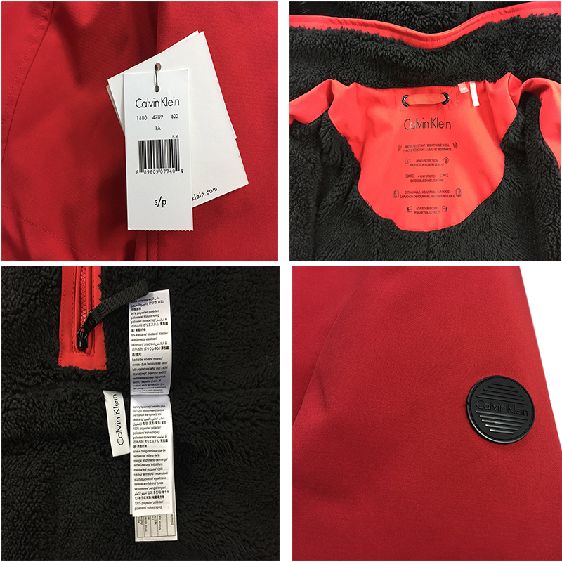 calvin klein美版女连帽加绒风衣 14804789 600 红色 s