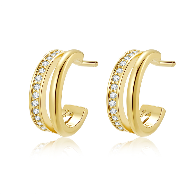 zivi丹麦至未 双c半环耳钉(金色)3300697 香港直邮