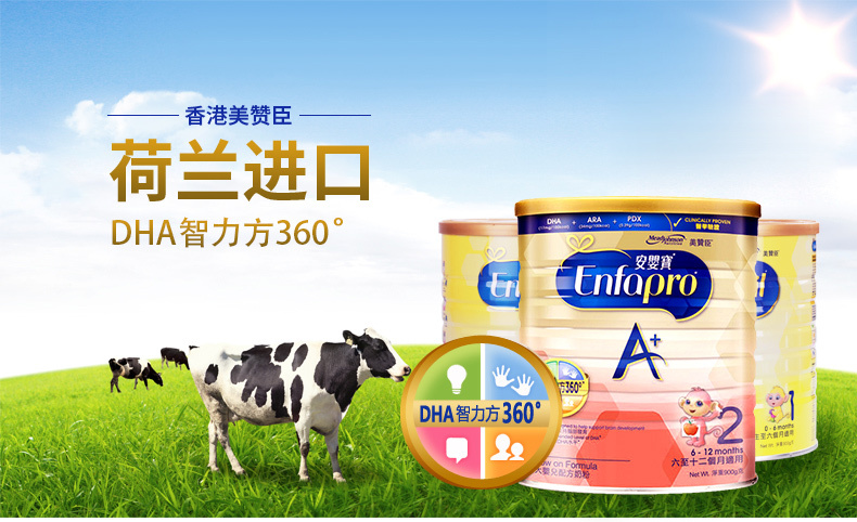 3罐装【香港】美赞臣 enfamil 安婴宝婴幼儿奶粉2段 900g(6-12个月)