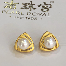 南珠宫925银淡水珍珠复古磨砂气质耳环