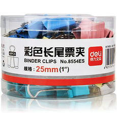 得力8554ES长尾夹4号25mm