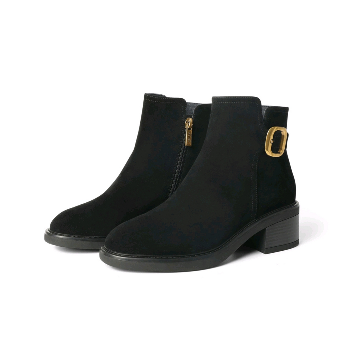 森达油蜡牛皮革女皮靴_淡黑/35_森逹