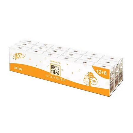 清风3层18包原木纯品纸手帕