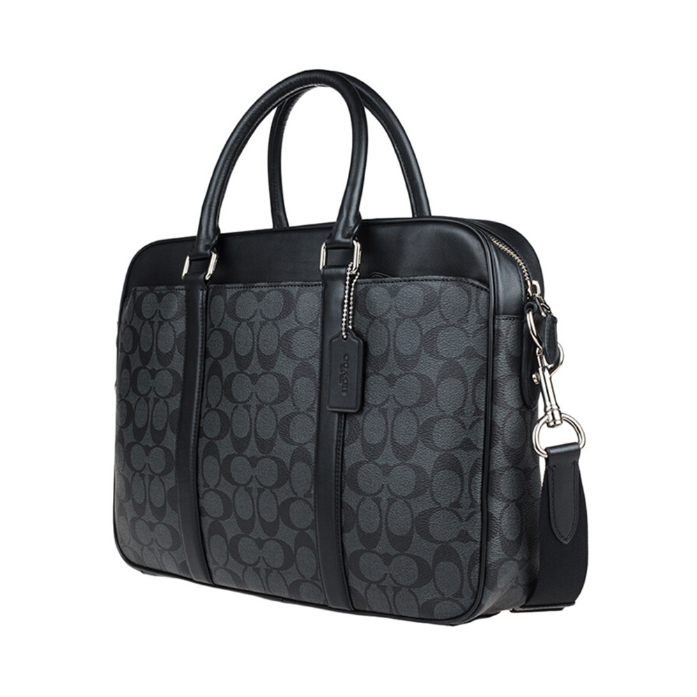coach 蔻驰 perry系列男士商务手提公文包 f54803cqbk 黑灰色
