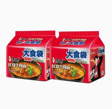 康师傅大食袋红烧牛肉面五包入145g*5