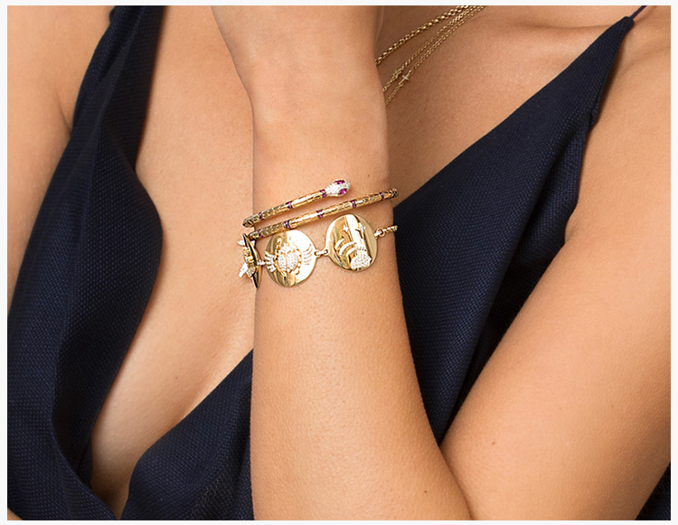 apm monaco 金色925银蛇形手镯 m码 ab3506xkry 香港直邮