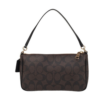 coach蔻驰 老花手拎包女士单肩斜挎包麻将包f58321黑色配深棕 美国