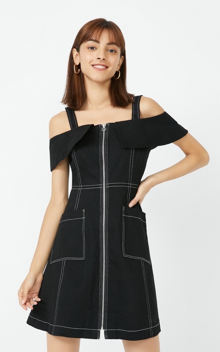 vero moda 吊带一字肩牛仔裙